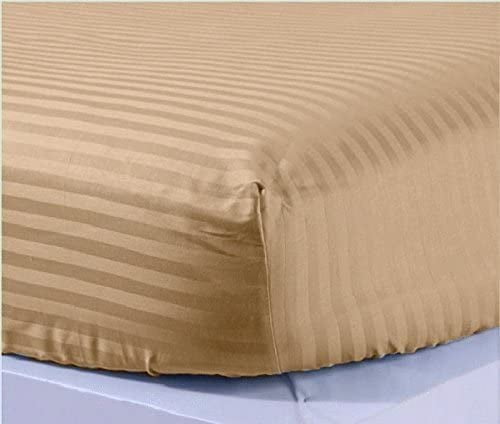 1100 Thread Count 100% Egyptian Cotton 3-Piece Fitted Sheet ( 1 Fitted Sheet + 2 Pillow Covers) 30 Inches Deep Pocket Size Stripe Pattern