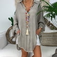 thumbnail image 4 of Birdeem Tuniques pour Femmes Amples Décontractées T-Shirt à Col à Revers Dames Manches Longues Blouse à Boucle Hauts, 4 of 6