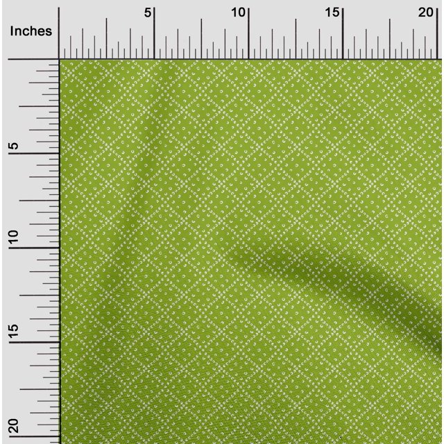 oneOone Polyester Lycra Green Fabric Geometric Bandhani Sewing Material Print Fabric By The Yard 56 Inch Wide