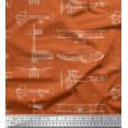 thumbnail image 1 of Soimoi Poly Georgette Fabric Check & Airplane Transport Print Sewing Fabric Yard 42 Inch Wide, 1 of 3