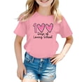 thumbnail image 1 of LUOGENLI T-Shirt pour Filles Enfants Mode Décontractée Imprimé Col Rond Ample Manche Courte T-Shirt Haut Maxi Hauts Ensembles Filles Tenue 2 Pcs Boho 10-11 Ans, 1 of 4