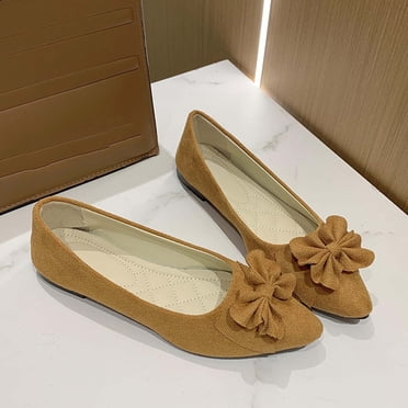 TopLLC Chaussures Plates pour Femmes Printemps et Été Nouvelles à Bouche Peu Profonde en Suède avec Nœud Chaussures Plates à Enfiler Chaussures pour Femmes