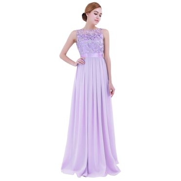 iEFiEL Robe de Soirée en Dentelle Florale Crochet Demoiselle d'Honneur Chiffon Lavande 12