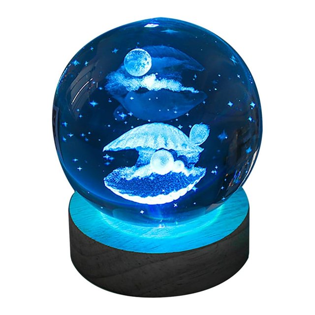 MesaSe 3d Glowing Crystal Ball Night Light Ornament Creative Coloful Night Scene Lamp With Base For Home Decor Gift