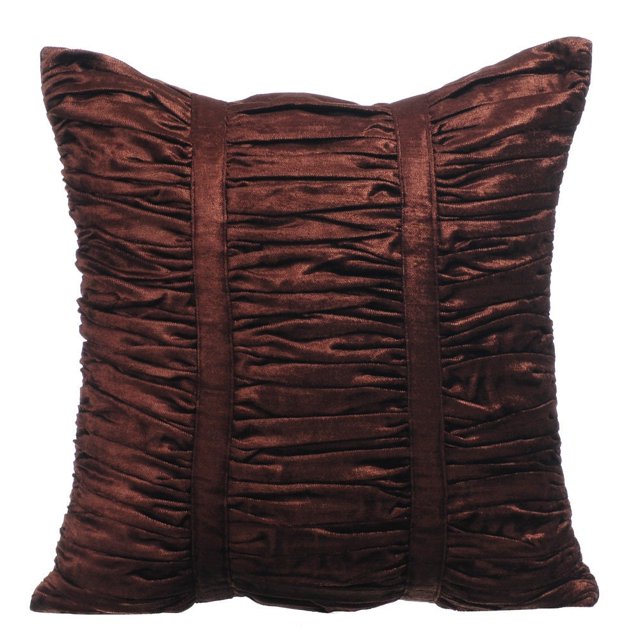 Housse de Coussin 22x22 Pouces (55x55 cm) Brun, Taie d'Oreiller Brun Chocolat, Housse de Coussin Décorative Unie Texturée à Plis Pincés, Housse de Coussin Carrée en Velours, Rayée - Beauté Brun Chocolat