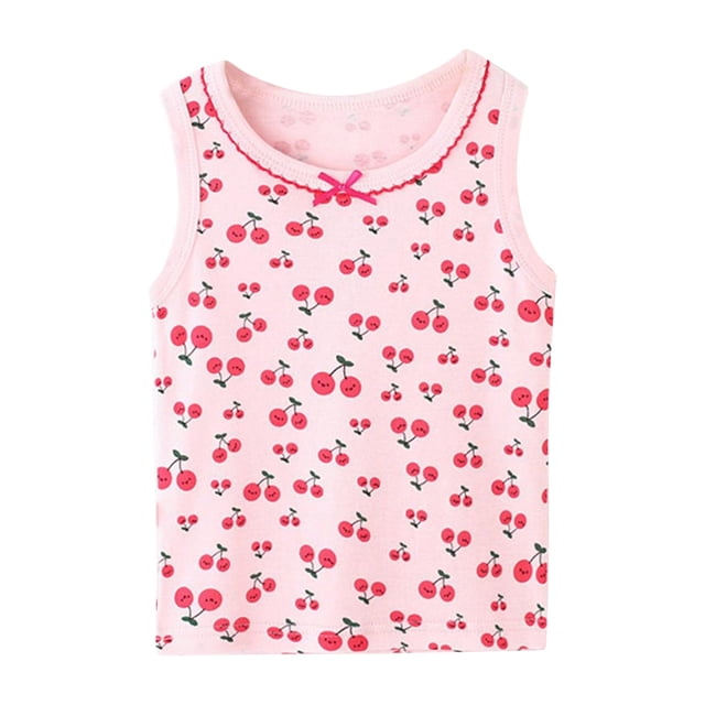 MIASHUI Débardeurs Graphiques Sans Manches pour Tout-Petites Filles Camisoles pour Enfants Filles, Rouge, 8-9 Ans