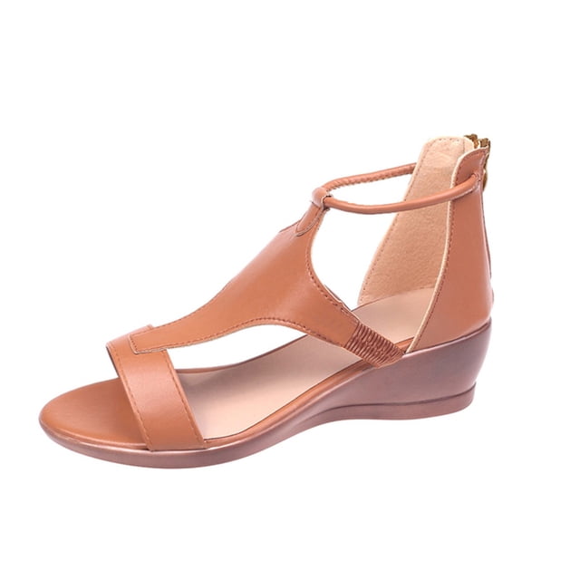 Kcodviy Zipper Summer Open Solid Rhinestone Sandals for Women Color Sandals Platform Womens Wide Sandals for Women Wide Width Shoes Casual Wedges Toe Walking Sandals Women Women's Sandals