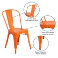 thumbnail image 2 of Orange Metal Indoor-Outdoor Stackable Chair, 2 of 9