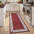 thumbnail image 3 of Garvee 2x6 Modern Bordered Runner Rugs Floral Print Rug, Ultra-Soft Low Pile Non Slip Carpet Washable Stain Resistant Rug for Hallway Kitchen Laundry Bedroom, Red, 3 of 8