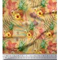 thumbnail image 1 of Soimoi Orange polyester Crepe Fabric Lily & Pine Fruits Fabric Prints By Yard 42 Inch Wide, 1 of 3