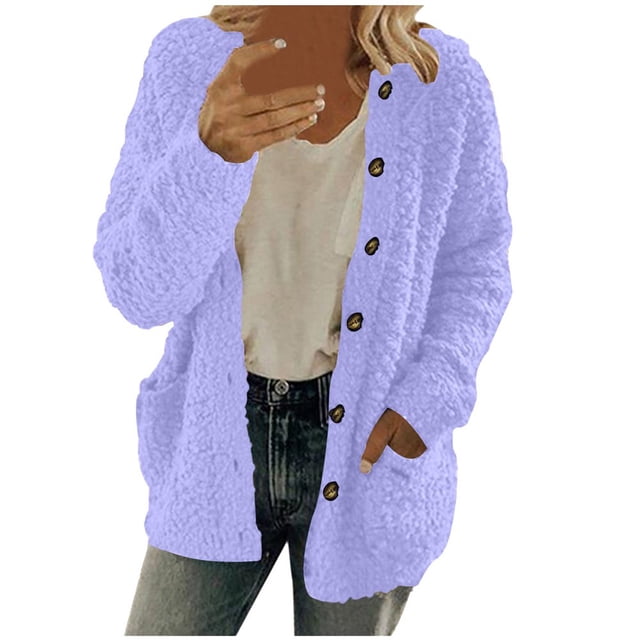 Winter Clearance Cardigan Sweaters for Women Long Sleeve Loose Coat Cardigan Solid Color Sweater
