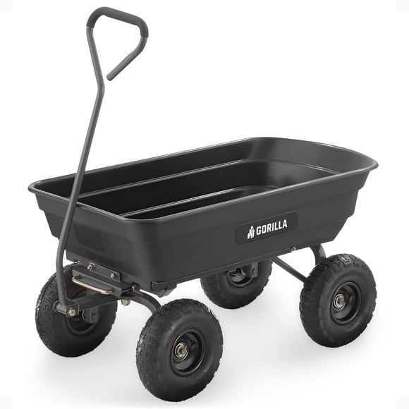 Gorilla Carts Chariot-Benne de Jardin en Poly de 4 Pi3 à Dégagement Rapide, Capacité de 600 lb, Noir