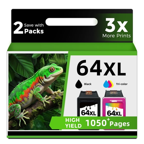 64XL Ink Cartridges Black/Color Combo Pack Replacement for HP Ink 64 64XL HP64 XL HP64XL Printer Ink Work with 7855 7858 7800 7155 7100 6255 6252 715
