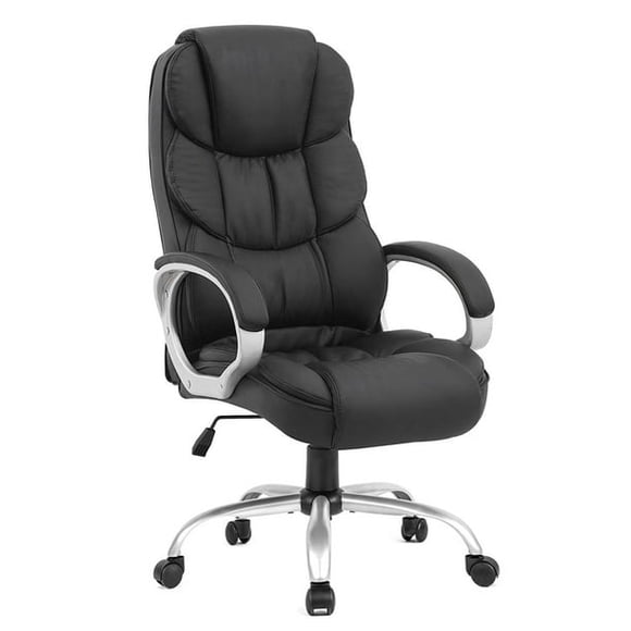BestOffice Ergonomic High-Back Executive Office & Gaming Chair, Swivel Adjustable Chair with Lumbar Support, Headrest & Armrests, PU Leather, Black