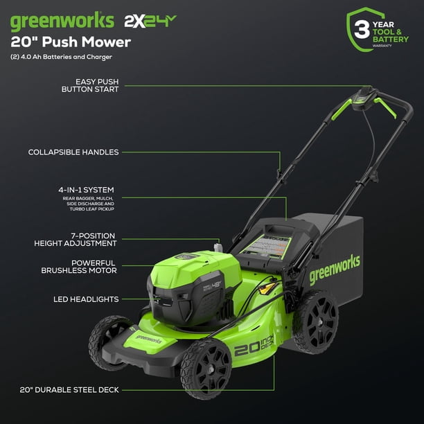 Greenworks 48V (2x24V) Lawn Mower & String Trimmer & Blower Combo