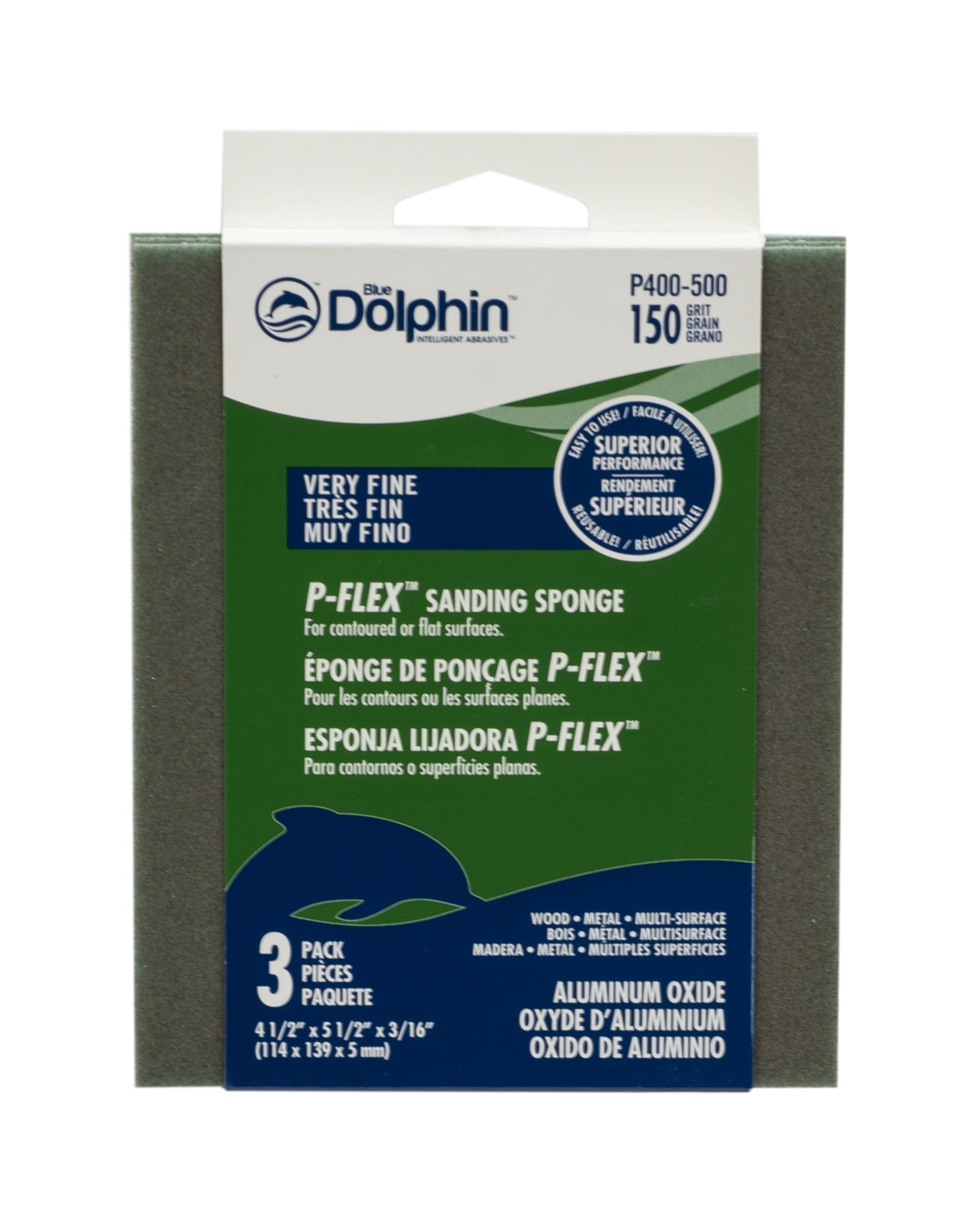 Blue Dolphin P-Flex Sandpaper Pad 150 Grit (5-1/2” x 4-1/2”) 3/16" Thickness (3 pack)