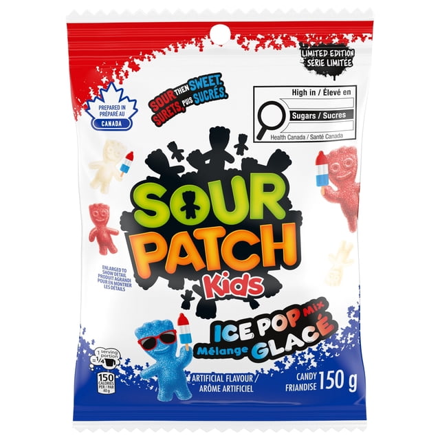 SOUR PATCH KIDS, Ice Pop Mix Candy, Sour then Sweet, Prepared in Canada