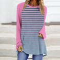 thumbnail image 2 of Blouses à Manches Tunique Hauts pour Femmes Tendance Col Rond Raglan Manches Longues Chandail Automne Mode Décontractée Rayée Ample Blouses Surdimensionnées S-106 Rose-A TTG, 2 of 5