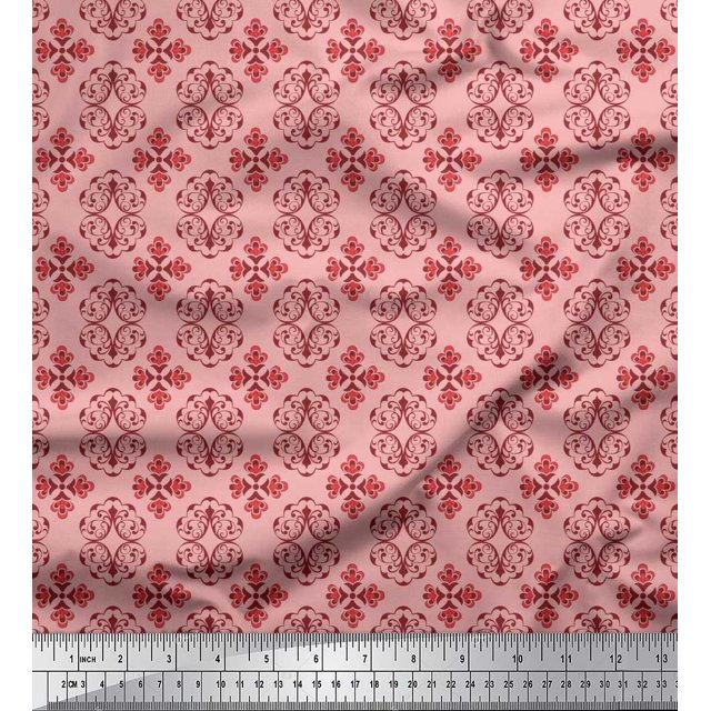 Soimoi Tissu Poly Georgette Filigrane Damas Imprimé Tissu au Mètre 52 Pouces de Large