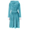 thumbnail image 2 of Kcodviy Women Winter Plush Lengthened Outerwear Jackets Shawl Bathrobe Home Clothes Cold Weather Jacket Long Sleeved Robe Coat, 2 of 6