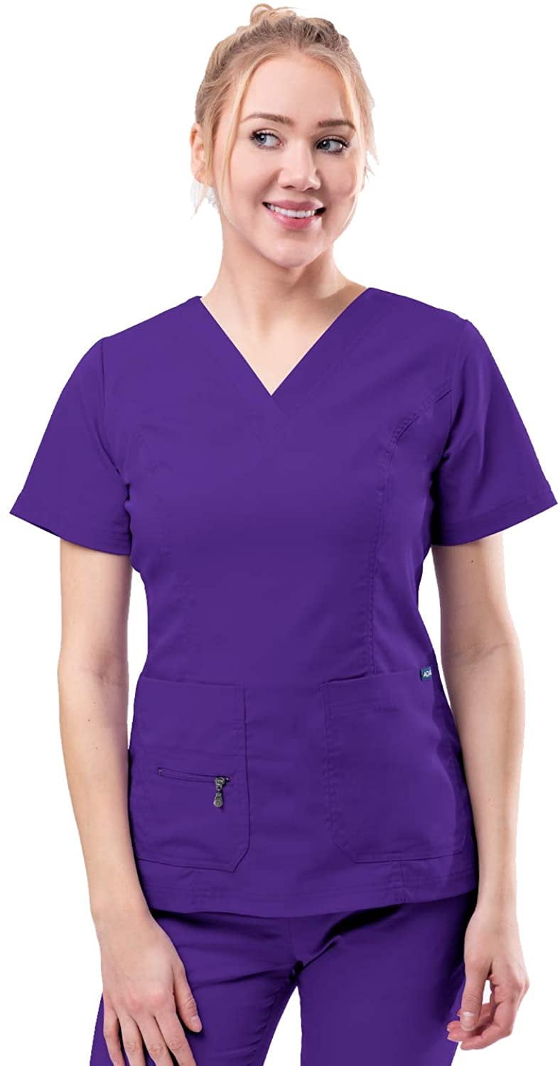 Adar Pro Scrubs for Women - Elevated V-Neck Scrub Top - P4212 - Grape - XXS