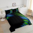 thumbnail image 4 of Erosebridal 3D Glowing Bedding Queen Comforter Set, Modern Abstract Down Comforter, Geometry Striped Decor, Reversible 3pcs, 4 of 7