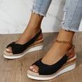 thumbnail image 2 of Summer Ladies Shoes Fish Mouth Medium Wedge Heel Metal Buckle Womens Sandals, 2 of 9
