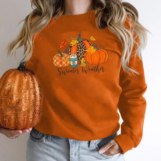 Chandails à Capuchon Mode pour Femmes 2023 Halloween Chandails Décontractés Aguichant pour Femmes Mode Imprimée Manches Longues Col Rond Chandail Blouse Hauts Chandails Sans Capuche Rabais de 50 % Liquidation Costumes d'Halloween/Noël