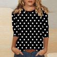 thumbnail image 2 of Lenpel T-Shirts pour Femmes Grande Taille Décontractés à Manches 3/4, Col Ras du Cou, T-Shirts Imprimés, Hauts, Tuniques de Printemps Été, 2 of 5