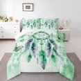 thumbnail image 1 of Ensemble de Literie Attrape-Rêves Hippie Format Grand Vert Ombré Ensemble de Couette Grand pour Filles, Insert de Couette Papillon Chic Ensemble de Courtepointe Dégradé Aquarelle, Style Exotique Plumes Tribales Ensembles et Couettes de Literie, 1 of 6