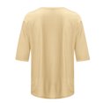 thumbnail image 5 of Erwazi T-Shirts à Manches Mi-Longues pour Femmes, Décontractés, Coupe Ample, Col Ras du Cou, Mignons, Unis, Tuniques Basiques, 5 of 5