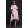 thumbnail image 2 of Bimba Robe Midi à Manches Volantées pour Femmes, Tunique Évasée à Épaules Dénudées, Imprimé Floral Rose - XXX-Large, 2 of 6