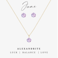 thumbnail image 1 of Ensemble Boucle d'Oreille et Collier en Zircon Cubique Goldtone Pierre de Naissance de Juin Alexandrite, 1 of 2