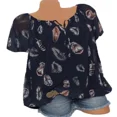 thumbnail image 2 of Womens V Neck T Shirts Plus Size Short Sleeve Blouse Lace Up Drawstring Loose Tops Summer Tee, 2 of 2
