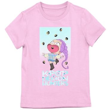 KPop Demon Hunters Rumi Kimbap Youth Girl Pink Short Sleeve Tee-XL