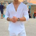 thumbnail image 4 of Birdeem Chemise Décontractée pour Hommes, Col en V, Manches Longues, Respirante, 4 of 5