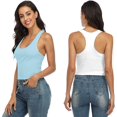 thumbnail image 4 of Charmo Crop Tank Tops for Women Built-in Shelf Bra Racerback Cotton Sports Crop Top 2 Pack, 4 of 6