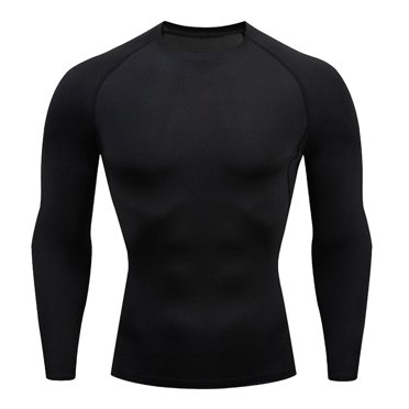 Men's Compression Shirt, Workout Shirt for Men, Long Sleeve Base Layer with Muscle Support, Moisture Wicking Stretch Fit for Fitness, Gym, Running, Cycling
