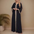 thumbnail image 2 of Robe Abaya Musulmane Femme, Caftan à Col en V, Robe de Prière Islamique, Robe Brodée Effet Bronzage, Robe Longue de Soirée pour les Fêtes, 2 of 6