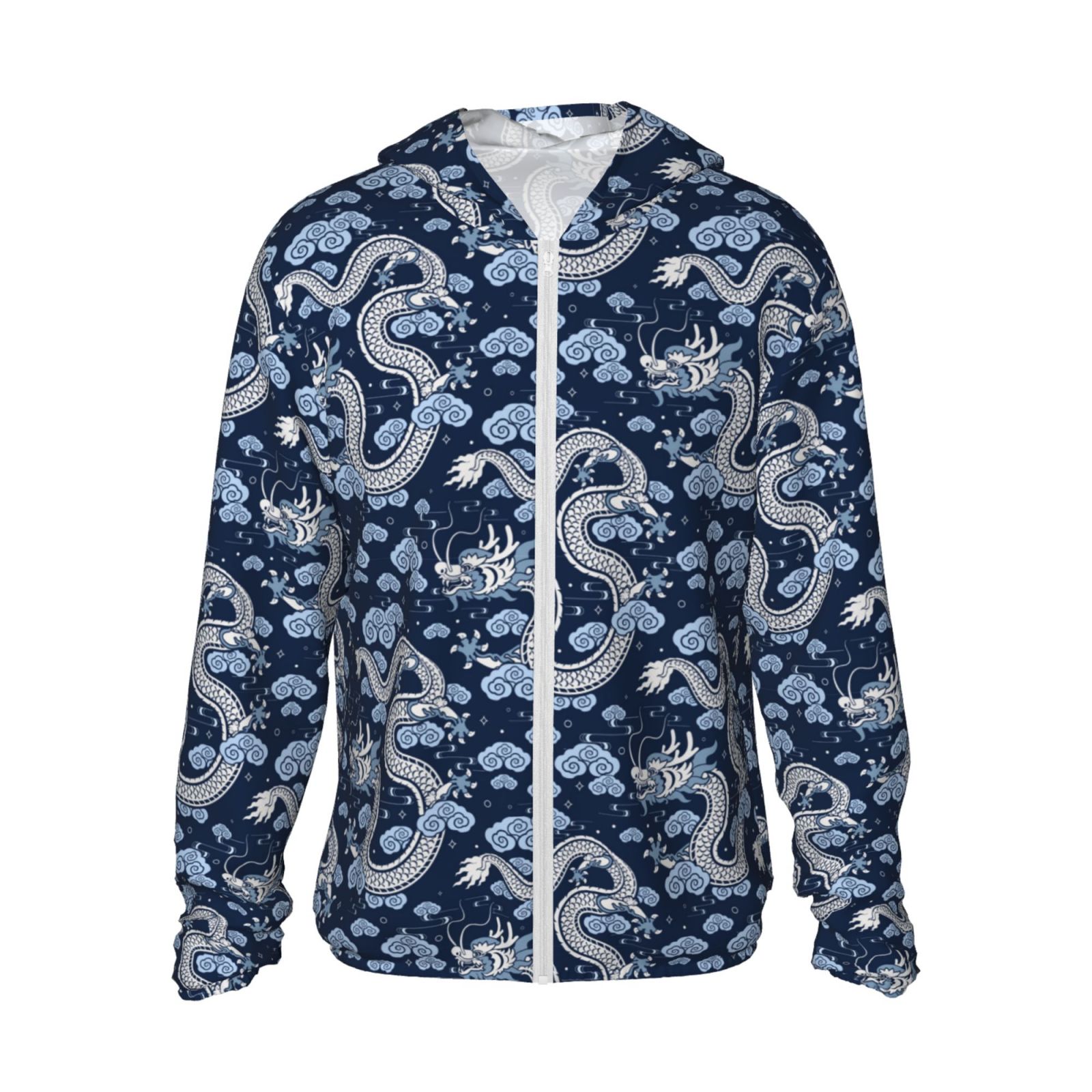 Lsque Dragons Pattern UPF 50+ Lightweight Sun Protection Men's Women's Long Sleeve Shirt, Hoodie Performance -Large
