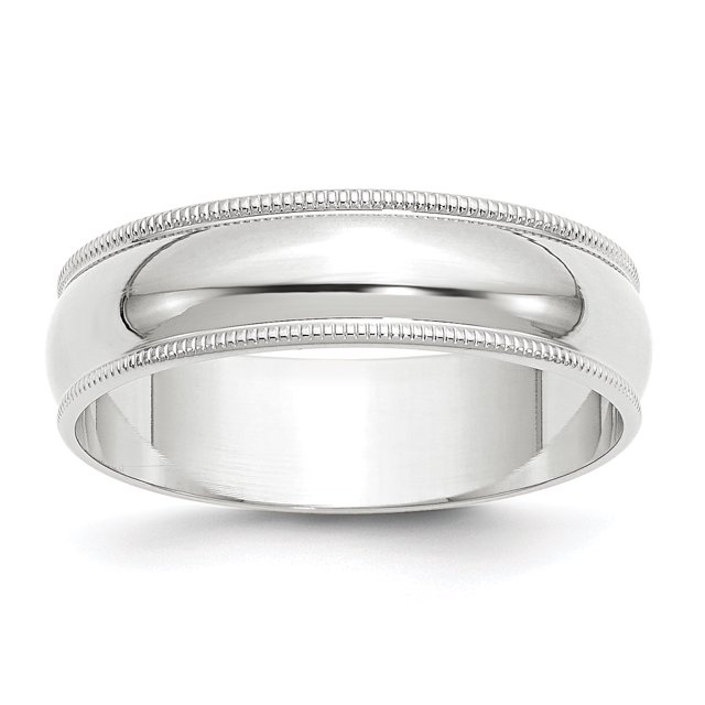 10KW 6mm LTW Milgrain Half Round Band Size 6.5 Size 6.5