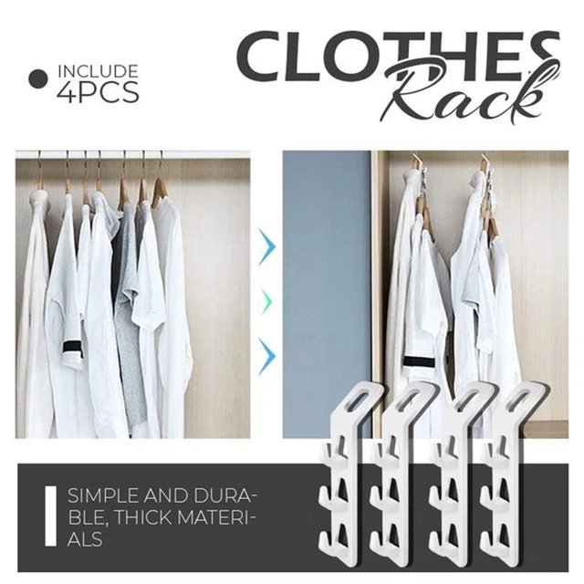 WIFKLSIIPG 4 Pcs Support de Vêtements Cintre de Garde-Robe Merveilleux Économiseurs d'Espace Crochet Magique d'Extension en Blanc, Fabriqué en Matériau PP Épaissi avec une Conception durable et Légère. Chaque Support Comprend Trois Crochets, Permettant d'Accrocher au Moins Quatre Pièces de Vêtements dans une position. Parfait pour les Organisateurs de Garde-Robe et les Cintres Gain de Place, Maximiser l'Espace du Garde-Robe et Organiser les Vêtements Soigneusement. Comprend Quatre Supports avec une Capacité de Charge Maximale de 5 kg (11 Lb).