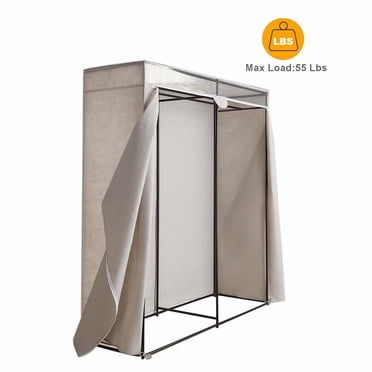 Mainstays All-Metal 60-inch Closet, Extra Wide Single Steel Tier Zippered Clothes Closet, Bedroom, Grey Pumice