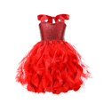 thumbnail image 1 of LOVZFMLL Girl' Summer Short Sleeve Ruffled Round Neck Lace Embroidery Dress Princess Bow Skirt, 1 of 2