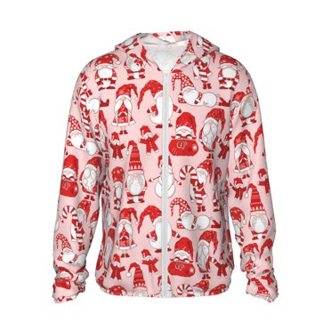 Vsdgher Gnome Merry Christmas Print Adult Hoodie Shirts Rash Guard for Men Women,Long Sleeve Sun Protection Fishing Shirts for Athletic Running Swim-Medium