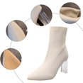 thumbnail image 2 of B91xZ Womens Platform Shoes Block Heel Ankle Boot Slip-On Pointed Toe Chunky Heel Booties Elastic Sides Boots,White 7.5, 2 of 5