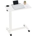thumbnail image 1 of Table de Lit Surélevée à Hauteur Réglable avec Roues, Bureau Debout Roulant pour Portable, Tables de Chevet Portatives avec Fente, Porte-Gobelet, Chariot d'Ordinateur Pneumatique Mobile, Blanc, 1 of 5