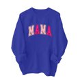 thumbnail image 4 of Culottes pour Femmes Chandail Maman Femmes Surdimensionné Paillettes Patch Maman Chandails à Col Rond Imprimé Maman Manches Longues Ample Mode Chandail S Bleu, 4 of 7