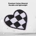 thumbnail image 4 of Applique Patches, Black White Grids Cotton Material Embroidered 100pcs Heart Shaped Cloth Patches Fashionable  For Jackets For Repairing, 4 of 8