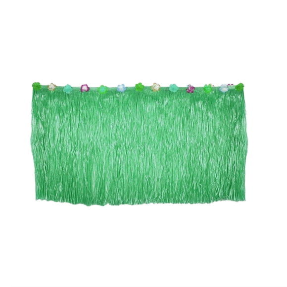 Jupe de Table en Herbe pour Décorations de Fête Hawaïenne Tropicale 29,53 Po x 108,27 Po Plastique Vert